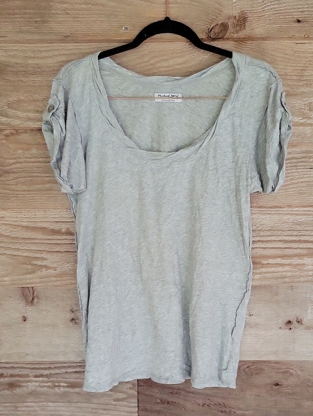 Michael Stars One Size Light Gray Scoop Neck Short Sleeve Tee